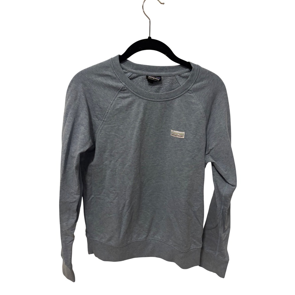 Patagonia Organic Cotton Heather Blue Raglan Pullover Sweatshirt Small